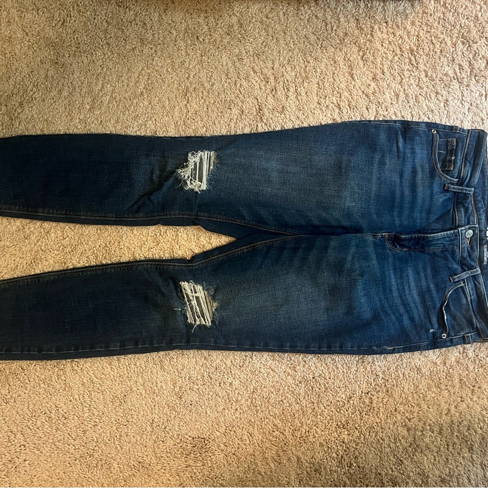 Old Navy Women's Dark Blue Distressed Skinny Jeans